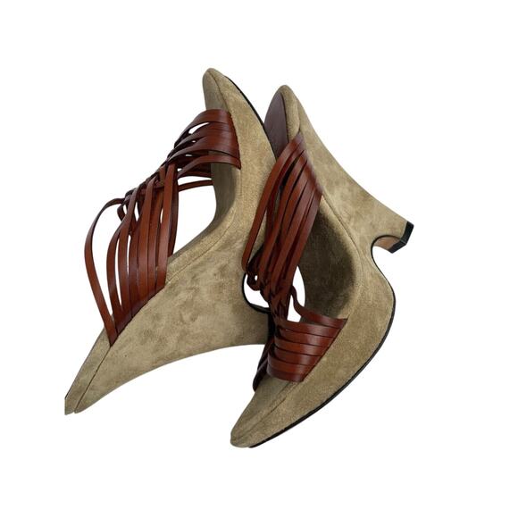 Lumiani Brown Leather & Suede Heels Size 8 - Picture 9 of 11